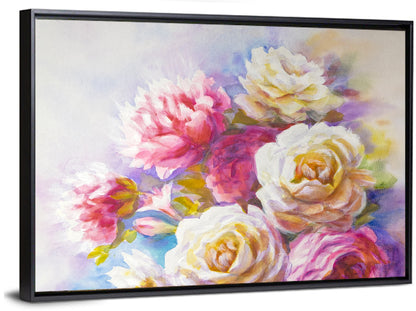 Watercolor Peony Bouquet Wall Art