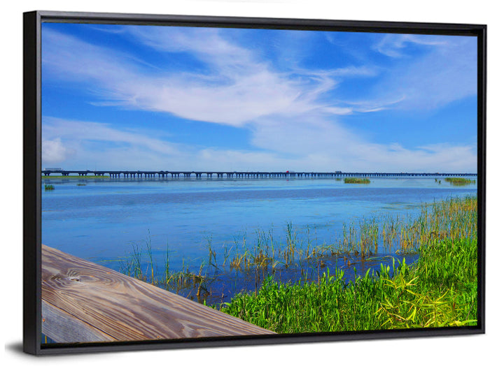 Meaher State Park Boardwalk Wall Art as a framed canvas