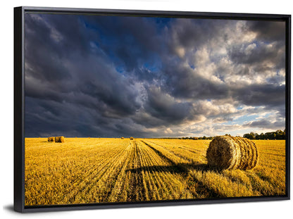 Hay Bale at Golden Hour Wall Art