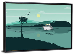 Boat in Lake Wall Art