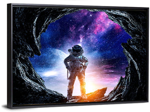 Aliens Planet Cave & Astronaut Wall Art