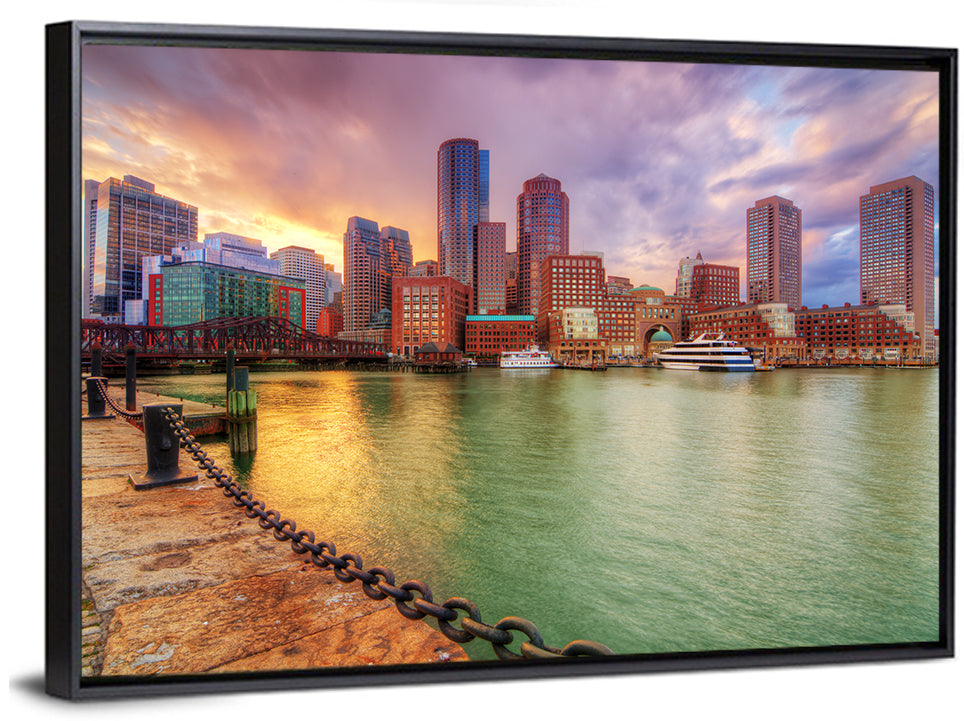Boston Harbor Skyline at Sunset Wall Art