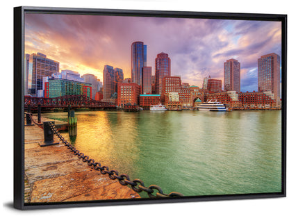 Boston Harbor Skyline at Sunset Wall Art