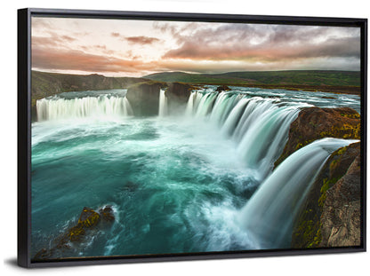 Goðafoss Waterfall at Golden Hour Wall Art