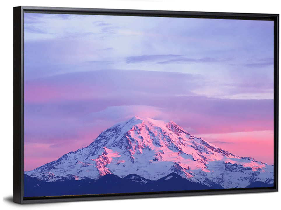 Mount Rainier Alpenglow with Lenticular Cloud Wall Art