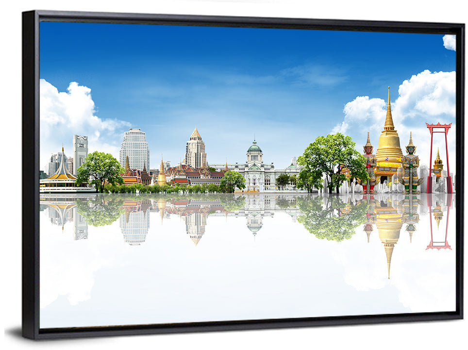 Bangkok Landmarks Reflection Scene Wall Art