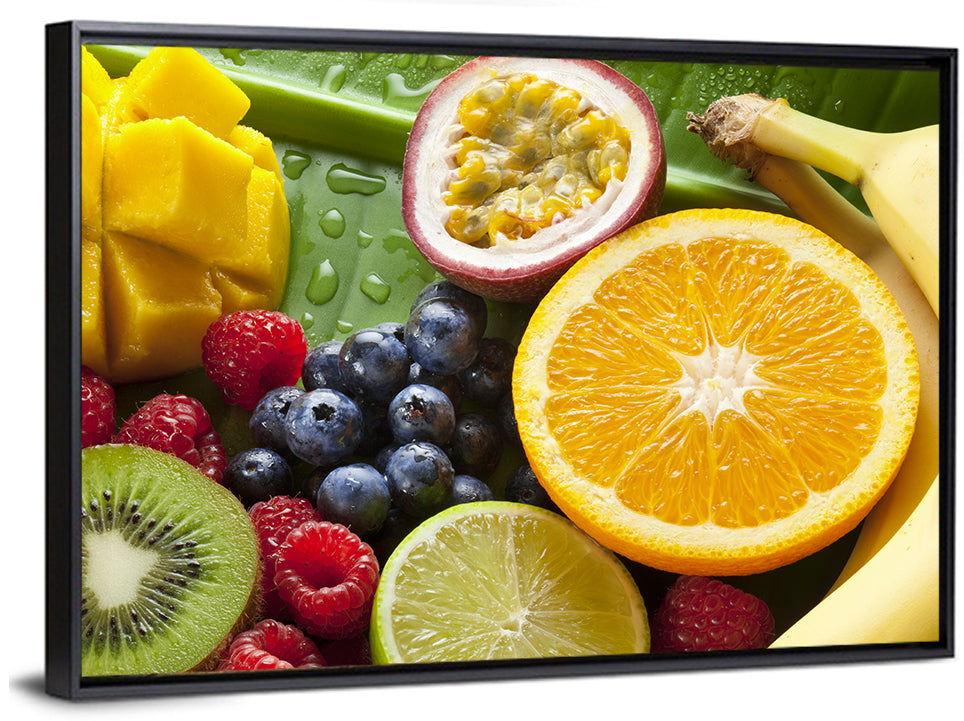 Vibrant Fresh Fruit Flat Lay Wall Art