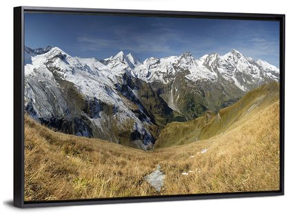 Crisp Alpine Valley with Snow-capped Peaks Wall Art