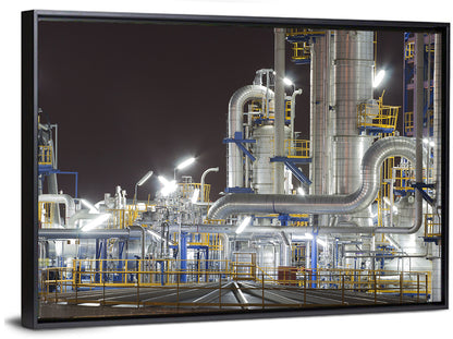 Night Refinery Pipes and Towers Wall Art