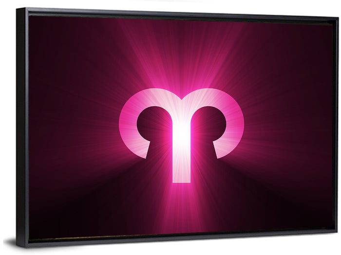 Radiant Aries Zodiac Emblem Wall Art as a framed canvas