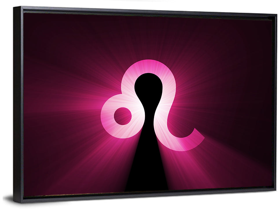 Glowing Magenta Leo Symbol Wall Art