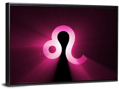 Glowing Magenta Leo Symbol Wall Art