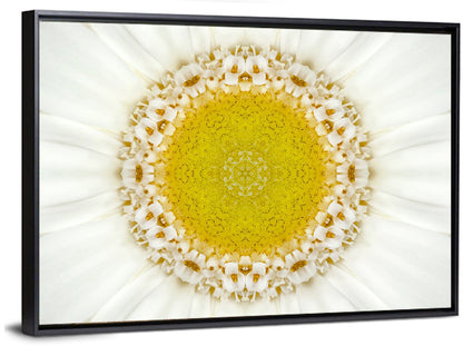 White Flower Mandala Kaleidoscope Wall Art