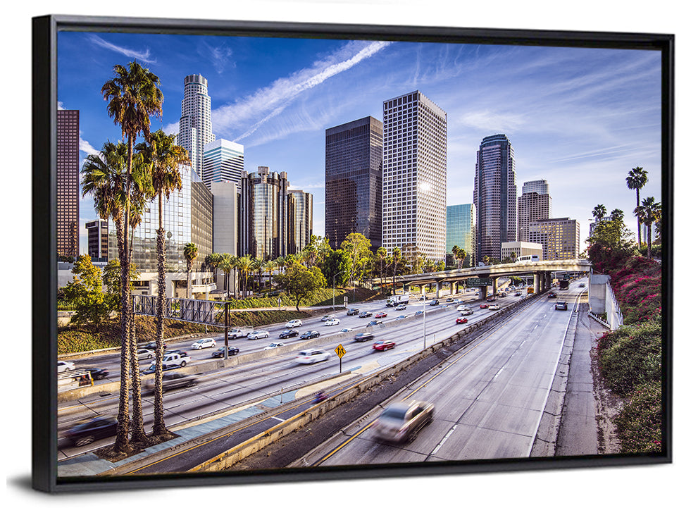 Los Angeles Freeway to Downtown Skyline Wall Art