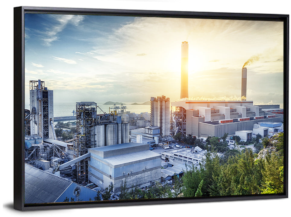 Coastal Power Plant at Sunrise Wall Art