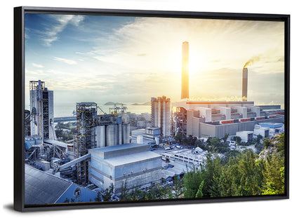 Coastal Power Plant at Sunrise Wall Art