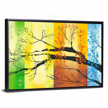 Four Seasons Tree Silhouette Wall Art