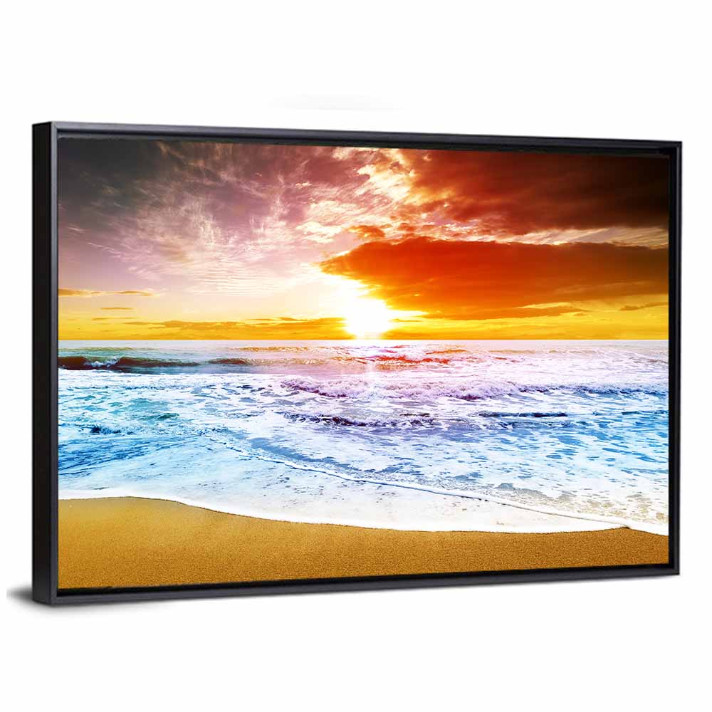 Golden Beach Sunset Wall Art