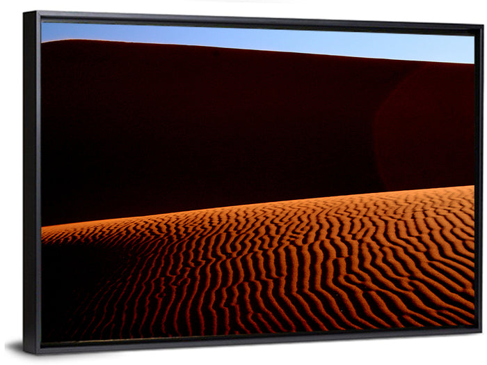 Golden Hour Sand Dunes Wall Art as a framed canvas