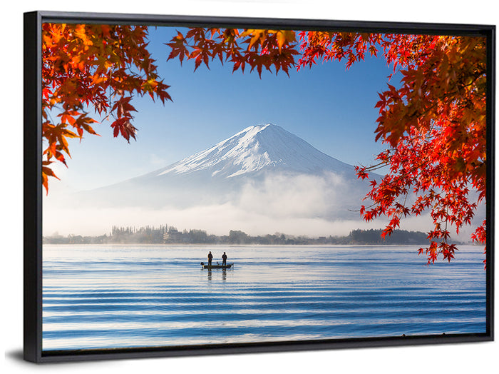Mount Fuji Over Lake Kawaguchiko Wall Art as a framed canvas