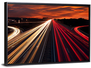 City Traffic Light Trails Wall Art