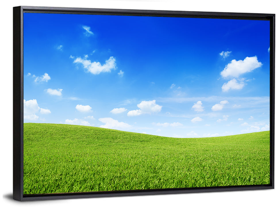 Rolling Green Meadow Under Blue Sky Wall Art