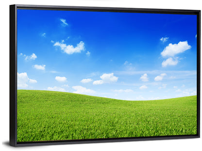 Rolling Green Meadow Under Blue Sky Wall Art
