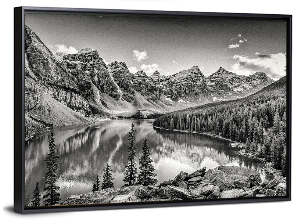 Moraine Lake Monochrome Mountain Landscape Wall Art