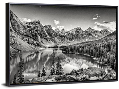 Moraine Lake Monochrome Mountain Landscape Wall Art