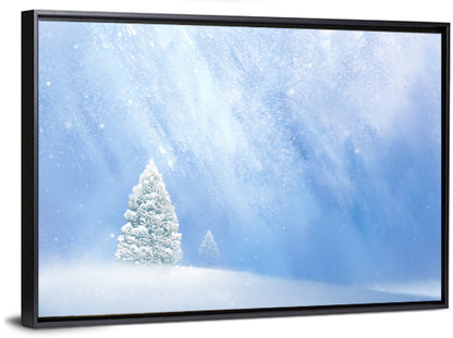 Two Snowy Evergreens Wall Art