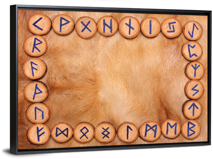 Elder Futhark Rune Frame Wall Art as a framed canvas
