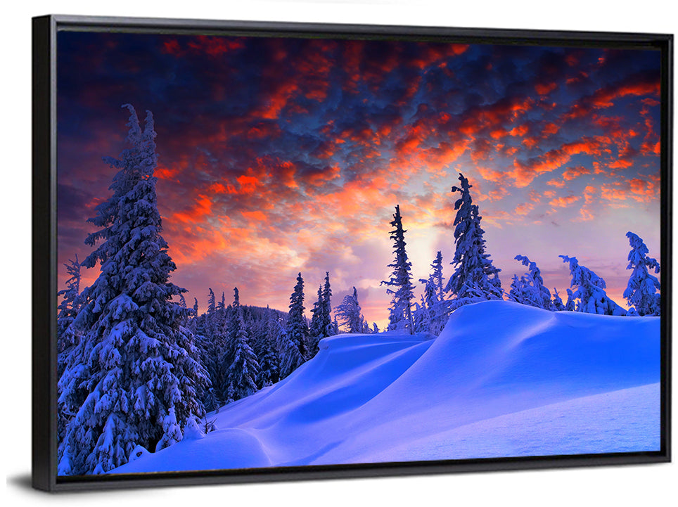 Snow-covered Mountain Sunset Wall Art