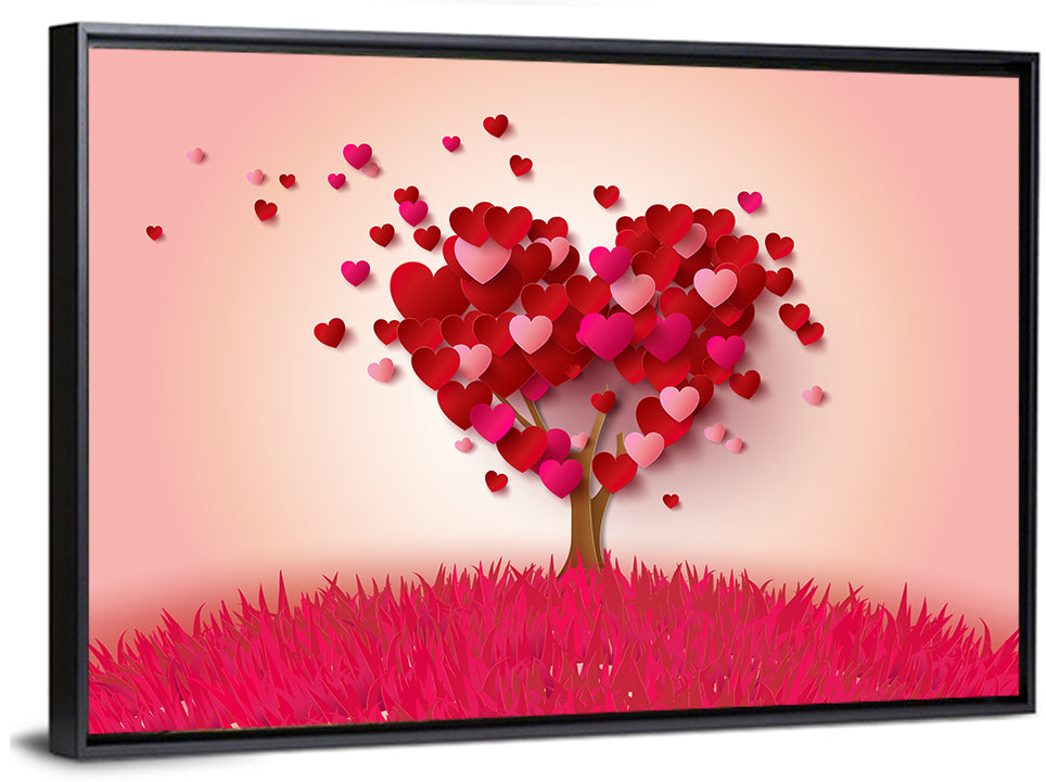 Whimsical Heart Tree Illustration Wall Art