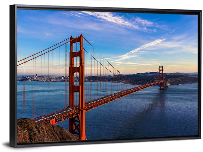 Golden Gate Bridge at Golden Hour Wall Art as a framed canvas