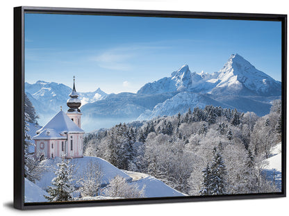 Maria Gern Church and Watzmann in Winter Wall Art