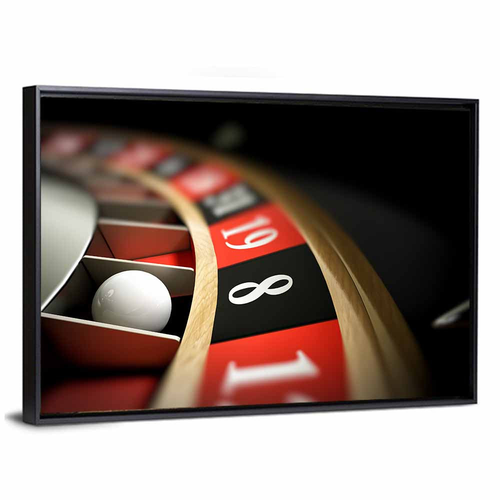 Roulette Wheel Closeup with White Ball Wall Art