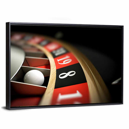 Roulette Wheel Closeup with White Ball Wall Art