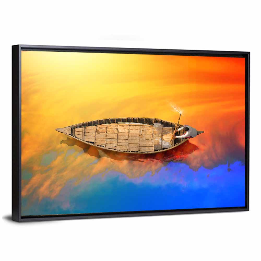 Sunset Rowboat from Above Wall Art