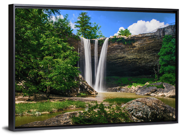 Noccalula Falls Waterfall in Daylight Wall Art as a framed canvas