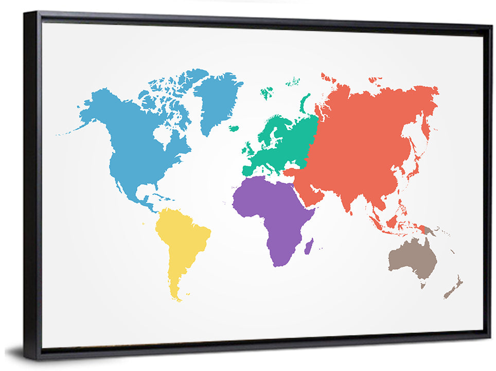 World Continents Map Wall Art