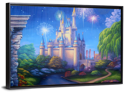 Cinderella Castle Fireworks Illustration Wall Art