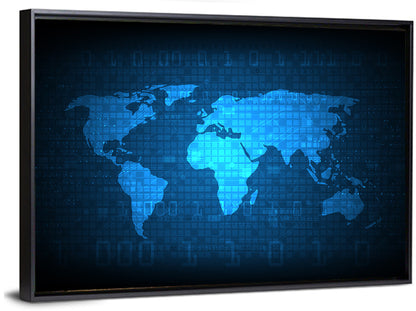 Digital World Map Wall Art