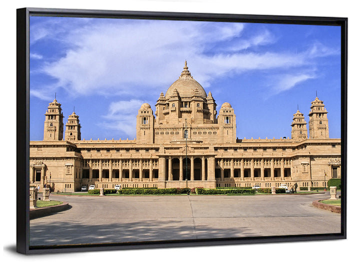 Umaid Bhawan Palace Under Clear Blue Sky Wall Art as a framed canvas