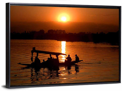 Dal Lake Sunset Silhouette Wall Art