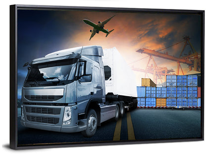 Sunset Freight Terminal Truck Scene Wall Art
