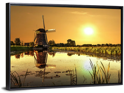 Dutch Windmill at Golden Hour Wall Art