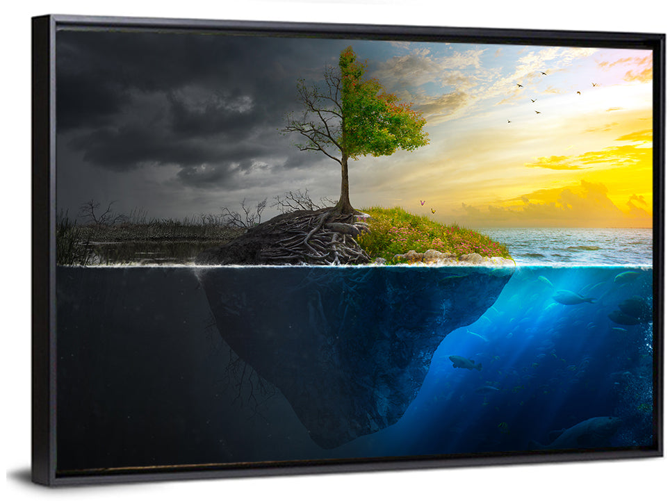 Split Island Tree of Duality Wall Art