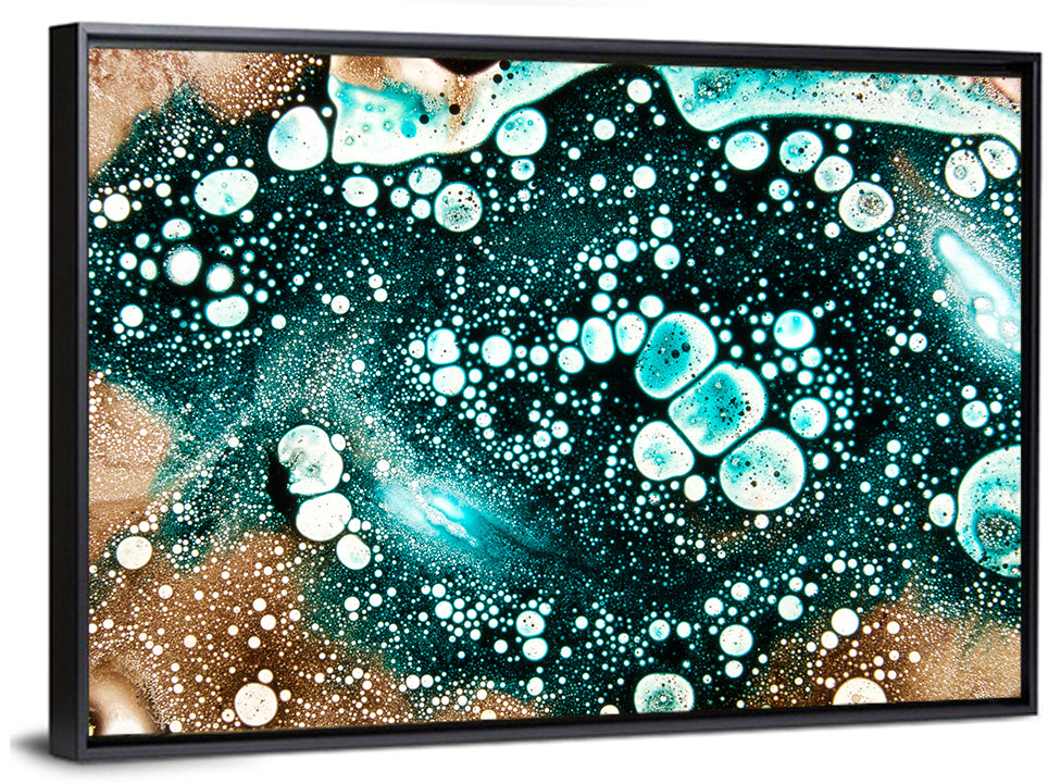 Teal Oil and Water Bubble Abstract Wall Art