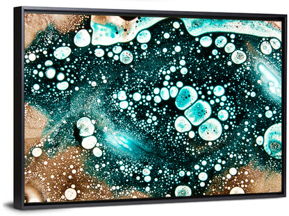 Teal Oil and Water Bubble Abstract Wall Art