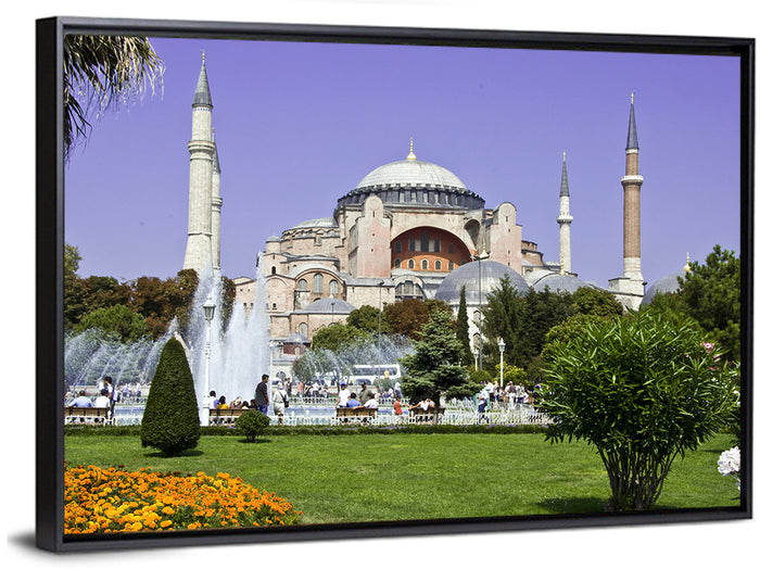 Hagia Sophia Fountain Gardens Istanbul Wall Art as a framed canvas